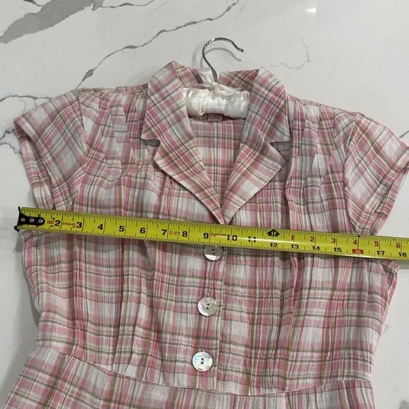 April Cornell Springtime Check Porch Dress in Rose Sage - Picture 11 of 14